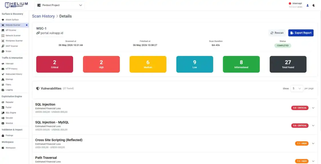 Helium Core Web Scanner